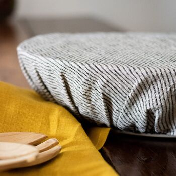 Reusable Striped Large Linen Bowl Cover, 2 of 3