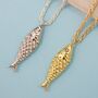 Textured Fish Charm Rope Chain Necklace Pendant, thumbnail 1 of 5