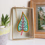 Green Tropical Leaf Embroidery Framed Art, thumbnail 1 of 3