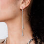 925 Sterling Silver Designer Double Drop Earrings, thumbnail 2 of 3