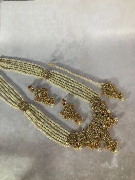 Long Necklace Kundan And Pearl Set, 3 of 6