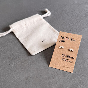 Thank You Sterling Silver Bear Earrings, 3 of 9