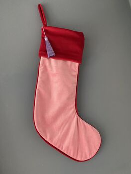 Personalised Pink Luxury Velvet Christmas Stocking, 5 of 6