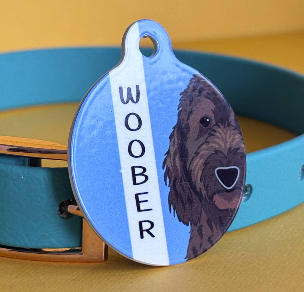 Dog Tag Personalised Half Face Deisgner Hoobynoo Dogs ID Tags, 1 of 8