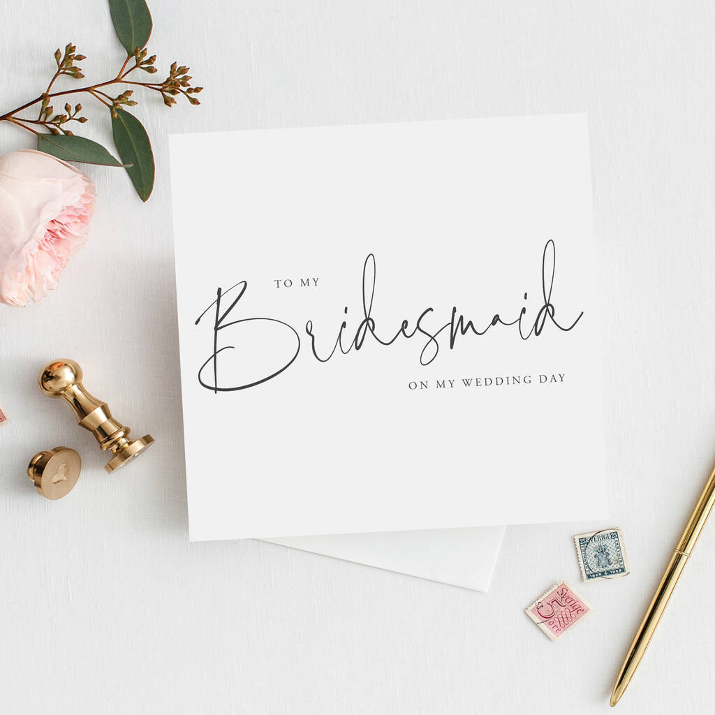 Modern Text Bridesmaid Card |Maid Of Honour|Flower Girl, 1 of 4