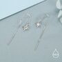 Sterling Silver Cz Starburst U Shape Threader Earrings, thumbnail 4 of 11