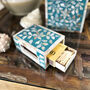 Mother Of Pearl Inlay Match Box Holder | Jewelled Aqua, thumbnail 1 of 6