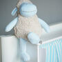 Blue Curly Sheep Plush Toy For Baby And Toddler, thumbnail 2 of 10