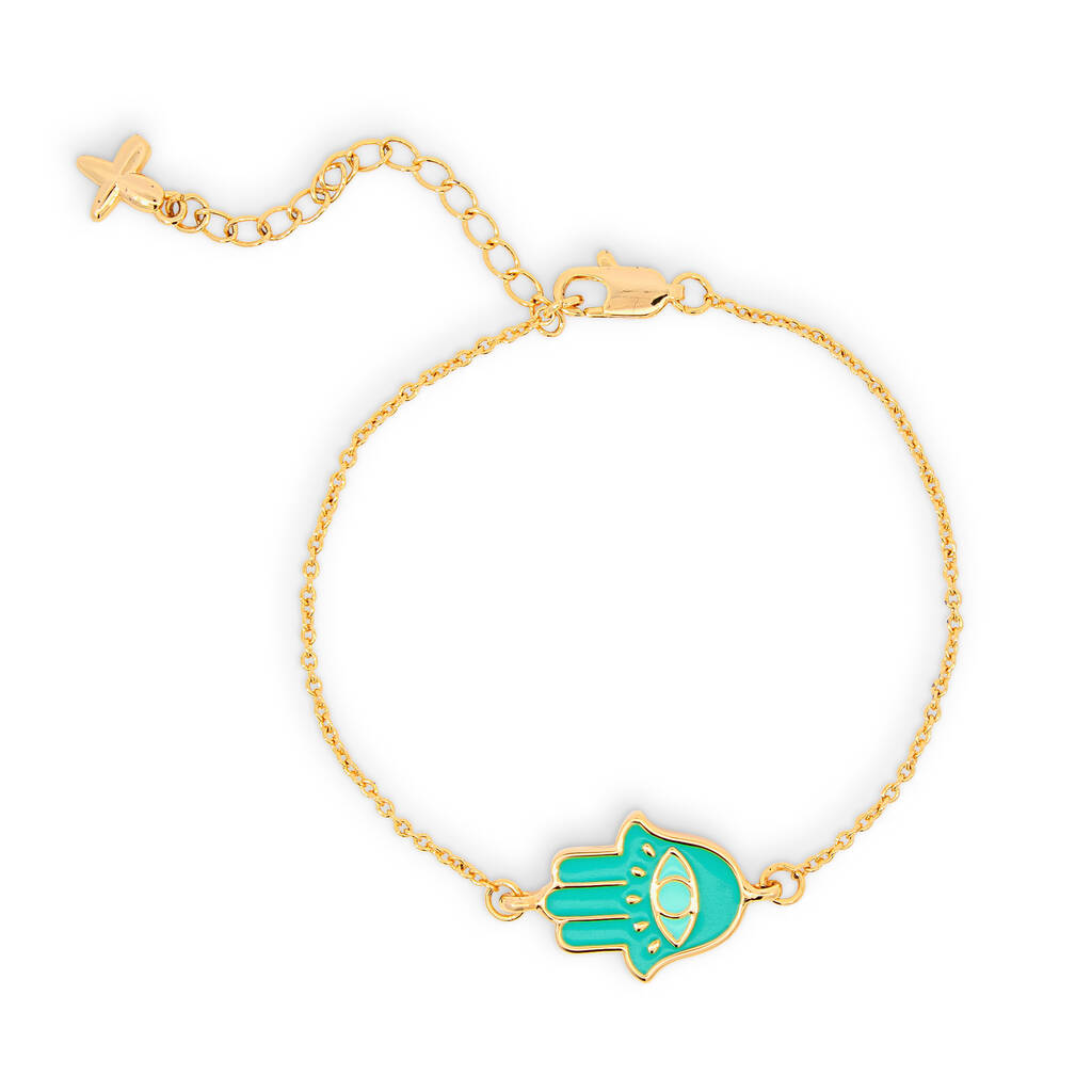 Turquoise Hamsa Evil Eye Charm Bracelet