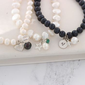Pearl Bracelet Personalised With Birthstone And Initial, 6 of 10