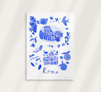 Scenes Of Rome, Italy Blue Tile Inspired Travel Print, 11 of 12