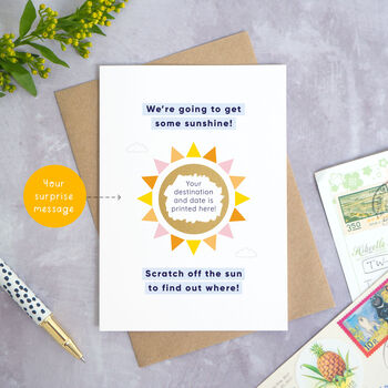 Personalised Sunshine Holiday Travel Scratch Card, 3 of 9