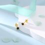 Sterling Silver Black Cz Bezel Earrings, thumbnail 2 of 12