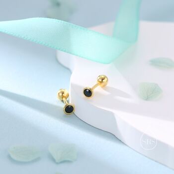 Sterling Silver Black Cz Bezel Earrings, 2 of 12