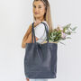 Navy Soft Leather Tote Shopper, thumbnail 5 of 11