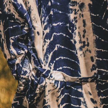 Navy Blue Long Sleeve Tie Dye Summer Kimono, 4 of 4