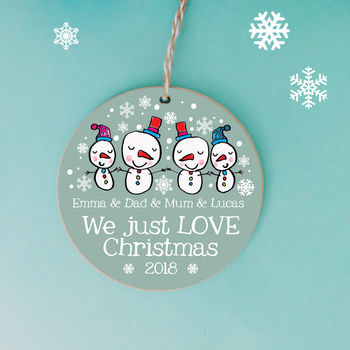 Personalised Family Christmas Snowmen Decoration, 2 of 4