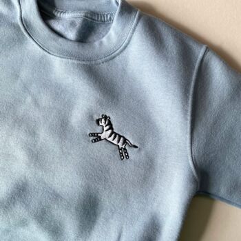 Children's Personalised Embroidered Zebra Sweatshirt, 2 of 8