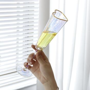 Pair Of Heart Gold Rim Champagne Glasses, 4 of 6