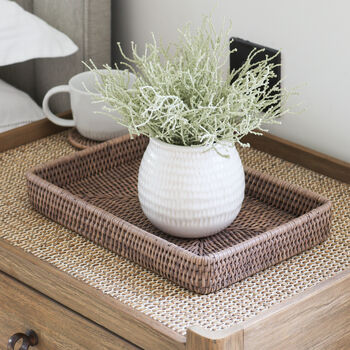 Marbury Taupe Rectangular Rattan Decorative Tray, 2 of 5