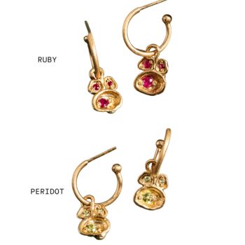 Gold Vermeil Birthstone Pendant Hoop Earrings, 4 of 12