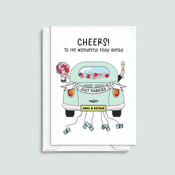 'Cheers To The Road Ahead' Personalised Wedding Card, 3 of 3