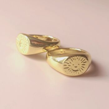 Smiling Sun Face Signet Ring, 4 of 5