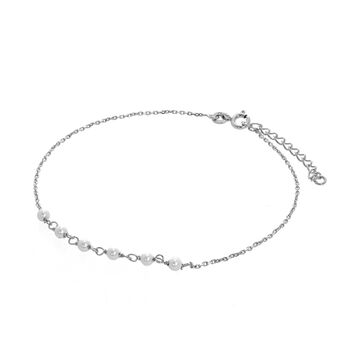 Sterling Silver And Pearl Hammered Trace Anklet, 6 of 9