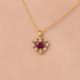 Red Heart Rhodolite Garnet Pendant Necklace In Silver And Gold, thumbnail 1 of 12