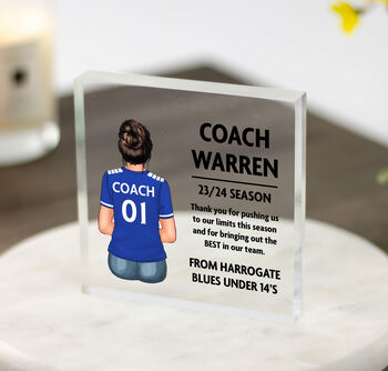 Personalised Football Coach Thank You Acrylic Block, 2 of 8