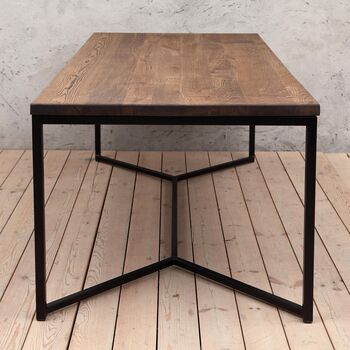 Tower Brown Oak Dining Table With V Shaped Legs, 4 of 6
