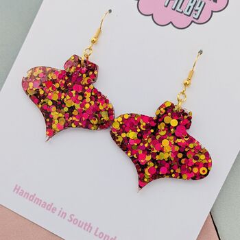 Pink And Gold 90's Christmas Bauble Resin Earrings, 3 of 4