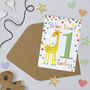 Giraffe 1st Birthday Card, thumbnail 1 of 2