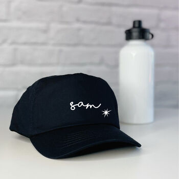 Kids Personalised Script Cap With Heart Or Star, 2 of 6