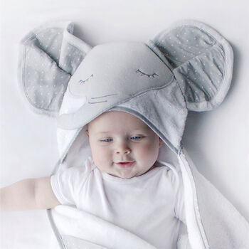 Hooded Baby Towel Petite Elephant, 4 of 5