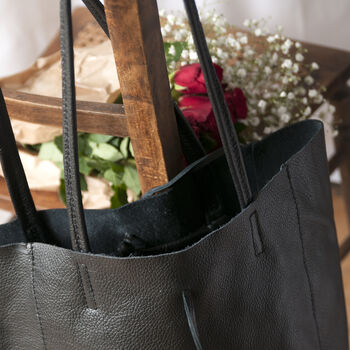 Black Soft Leather Tote Shopper, 5 of 10