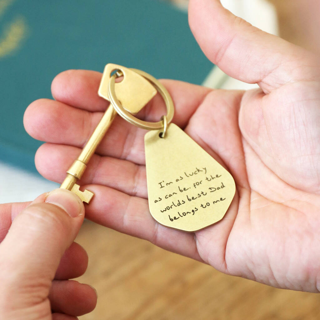 Personalised 'Your Handwriting' Antiqued Brass Keyring By Lisa Angel