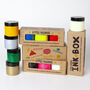 Eco Friendly Fabric Inks Blue, Silver, Neon Yellow, thumbnail 1 of 12