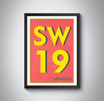 Sw19 Wimbledon, London Postcode Typography Print, 10 of 10