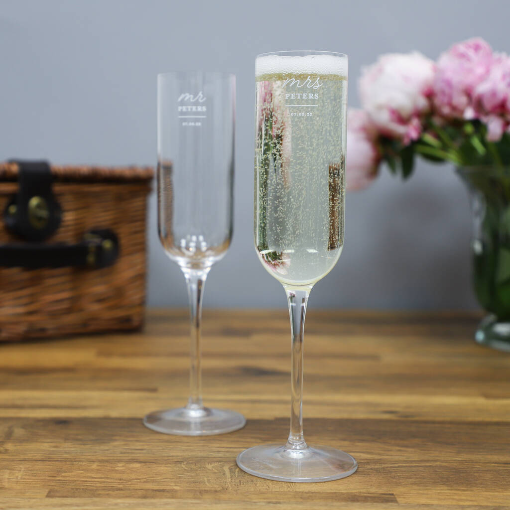 Personalised Mr And Mrs Champagne Flute Set Of Two, 1 of 10