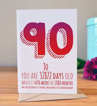90th Birthday Milestone Card By Ivorymint Stationery ...