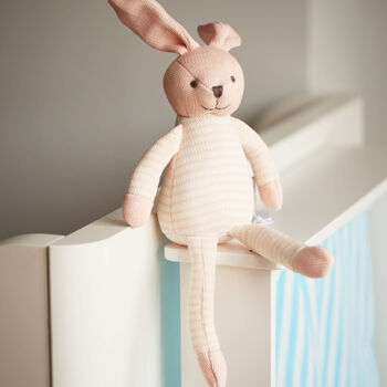 Crochet Bunny In Pink Stripes Soft Toy For Baby And Toddler, 6 of 12