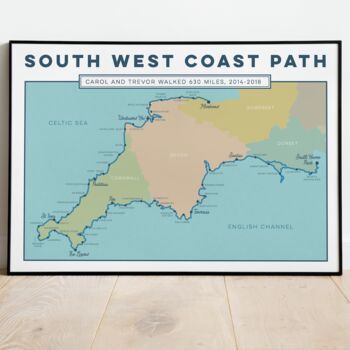 Personalised South West Coast Path Map Art Print, 3 of 11