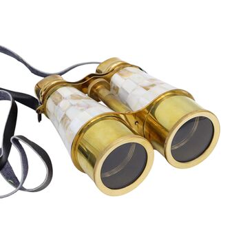Personalised Mother Of Pearl Binoculars With White Leather Case, 8 of 12