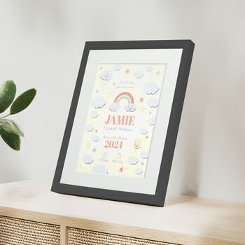 Personalised On The Day You Were Born Rainbow Framed Print, 4 of 10