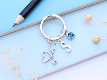 Personalised Stethoscope Keyring Veterinary Gift, Doctor, Nurse Keyring Graduation, 3 of 6
