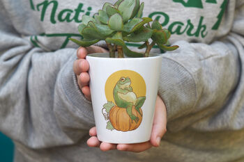 'Frog Gives No Fucks' Pumpkin Plant Pot Halloween Gift, 3 of 3
