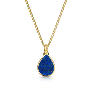 Men's Teardrop Lapis Urn Necklace 18 K Gold Plated Silver, 2 of 5