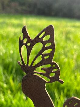 Metal Cat And Butterfly Garden Sculpture Ornament, 2 of 4