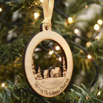 Personalised Christmas Town Tree Decoration, 4 of 5